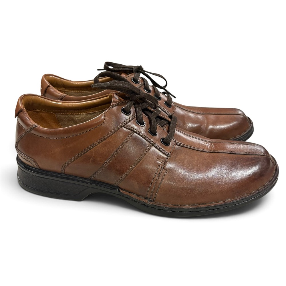 Clarks Touareg Vibe Mens 11.5 M Brown Leather Oxford Shoes Ortholite Bicycle Toe
